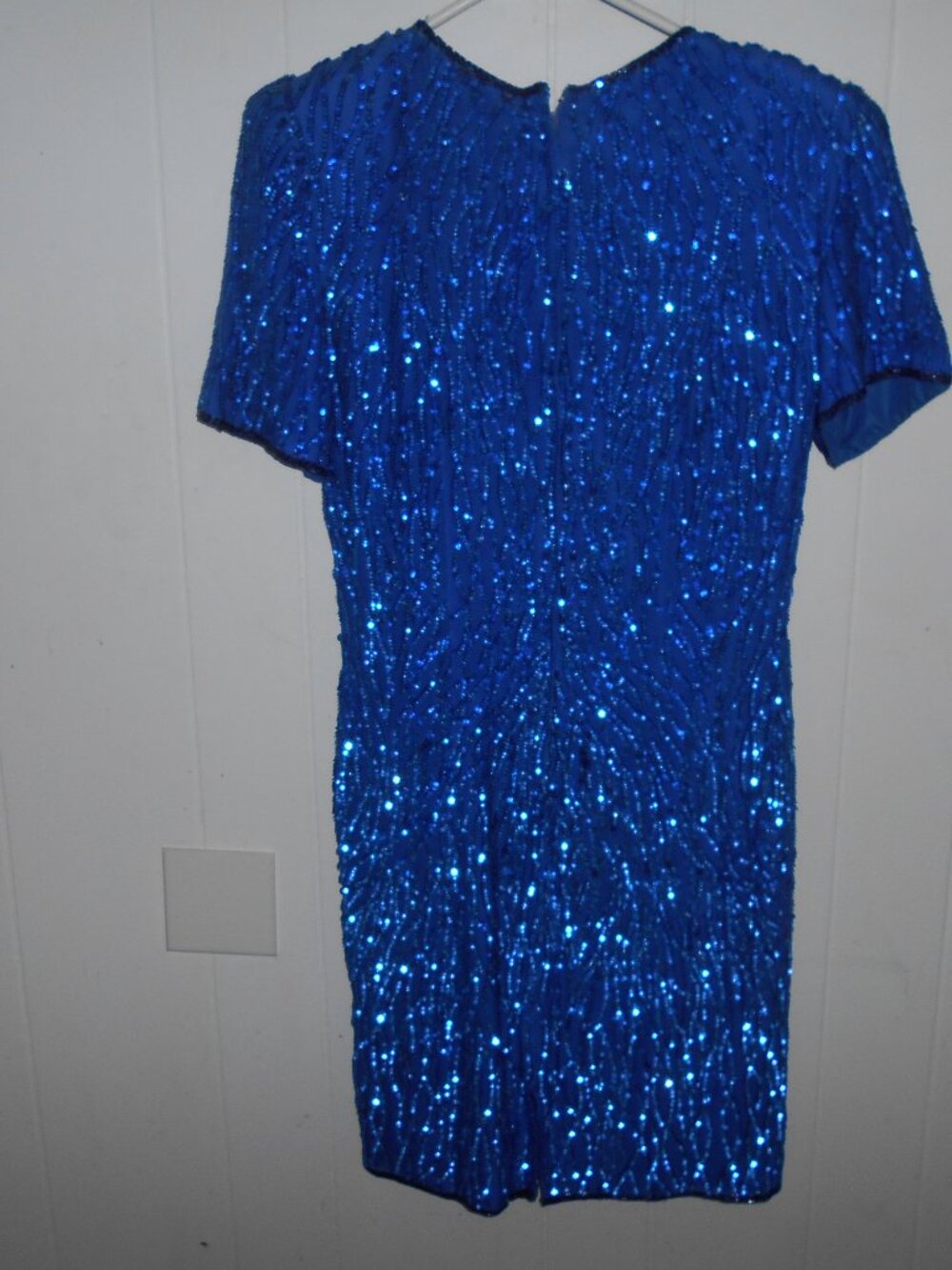 Blue Sequined Silk Dress- Size 8-NWOT - Picture 4 of 5